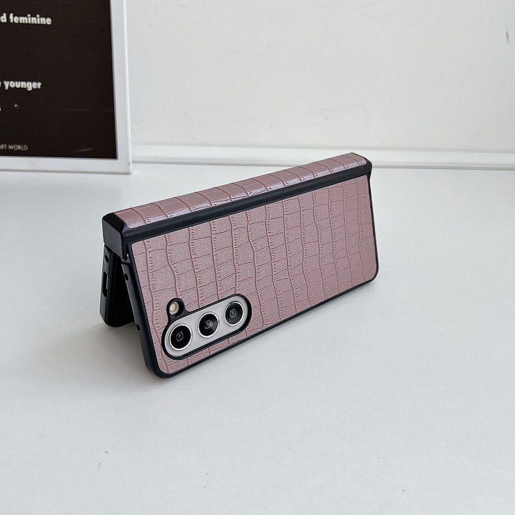 For Samsung Galaxy Z Fold5 5G Crocodile Pattern PC Foldable Phone Case with Hinge
