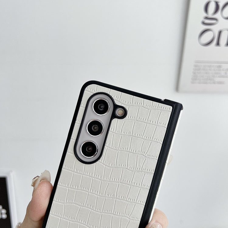 For Samsung Galaxy Z Fold5 5G Crocodile Pattern PC Foldable Phone Case with Hinge