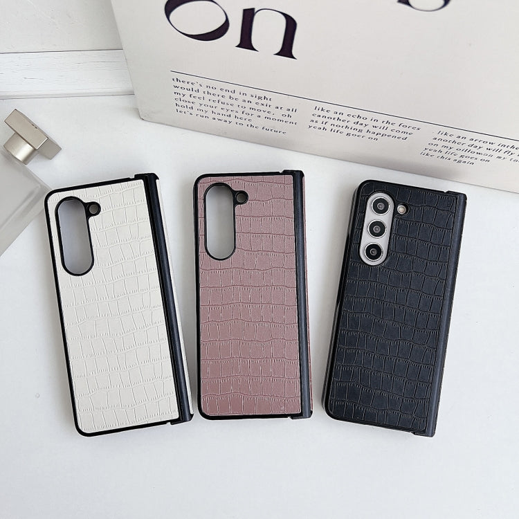 For Samsung Galaxy Z Fold5 5G Crocodile Pattern PC Foldable Phone Case with Hinge