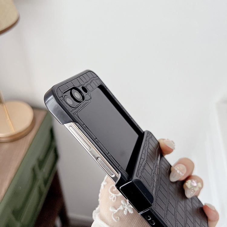 For Samsung Galaxy Z Flip5 5G Crocodile Pattern PC Foldable Phone Case with Hinge