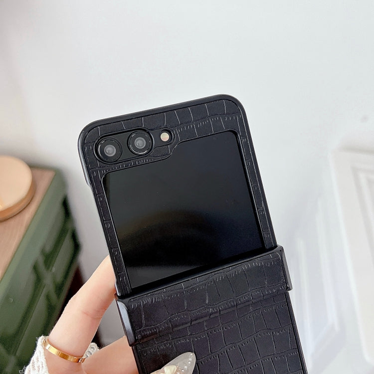 For Samsung Galaxy Z Flip5 5G Crocodile Pattern PC Foldable Phone Case with Hinge
