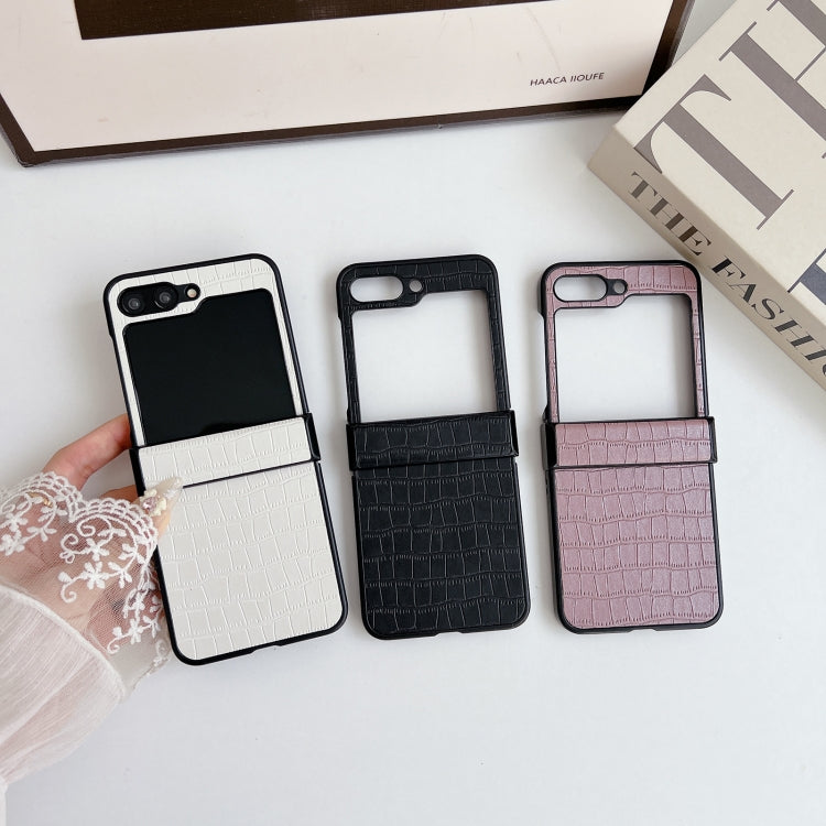 For Samsung Galaxy Z Flip5 5G Crocodile Pattern PC Foldable Phone Case with Hinge
