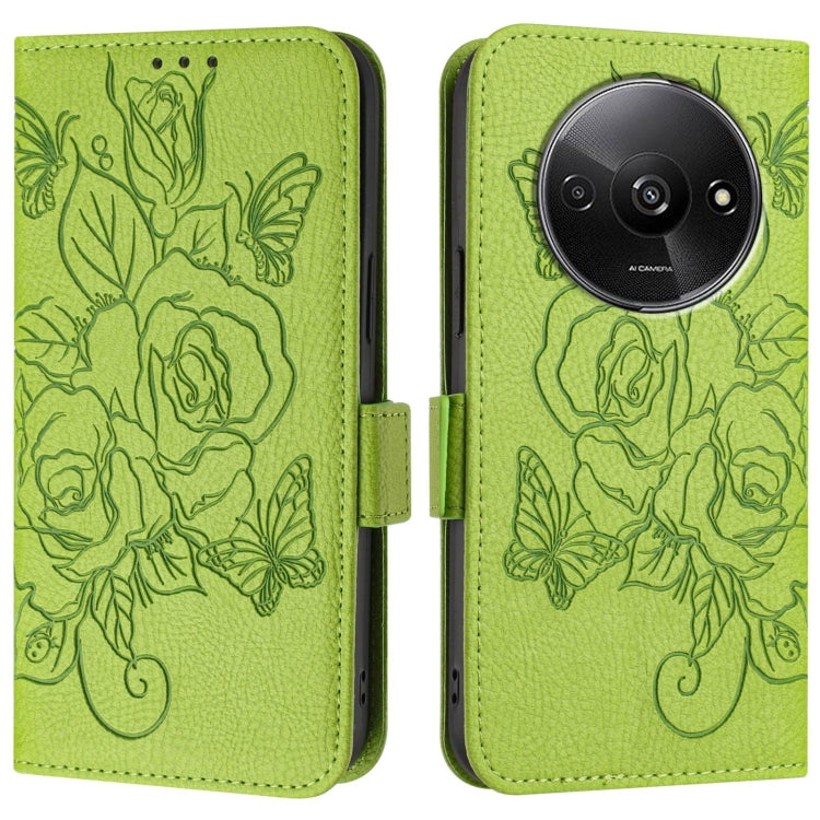 For Redmi A3 / Xiaomi Poco C61 4G Global Embossed Rose RFID Anti-theft Leather Phone Case