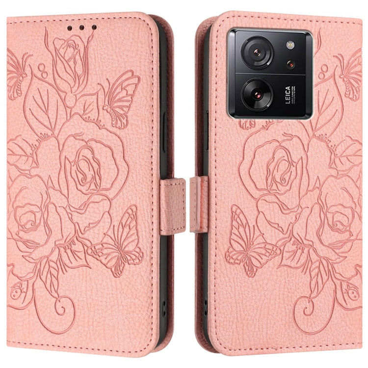 For Redmi K60 Ultra / Xiaomi 13T / 13T Pro Embossed Rose RFID Anti-theft Leather Phone Case