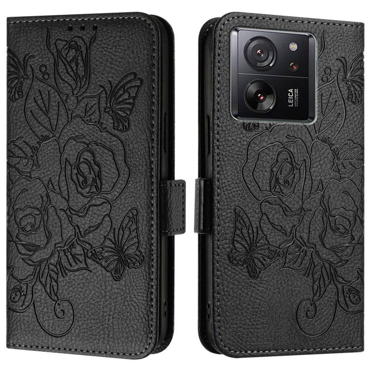 For Redmi K60 Ultra / Xiaomi 13T / 13T Pro Embossed Rose RFID Anti-theft Leather Phone Case