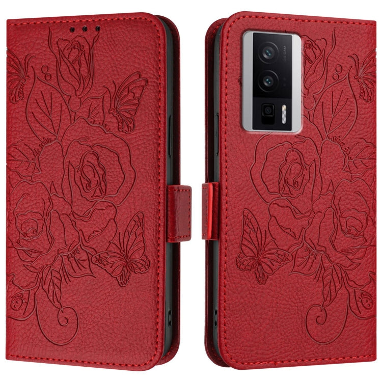 For Redmi K60 / K60 Pro Embossed Rose RFID Anti-theft Leather Phone Case