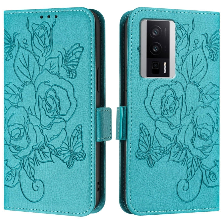 For Redmi K60 / K60 Pro Embossed Rose RFID Anti-theft Leather Phone Case