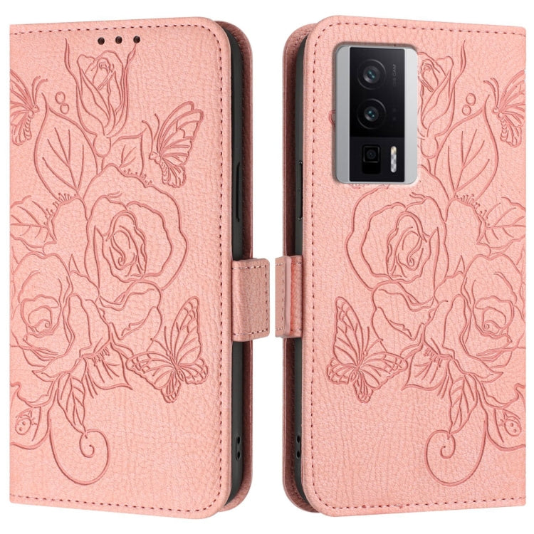 For Redmi K60 / K60 Pro Embossed Rose RFID Anti-theft Leather Phone Case
