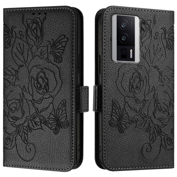 For Redmi K60 / K60 Pro Embossed Rose RFID Anti-theft Leather Phone Case