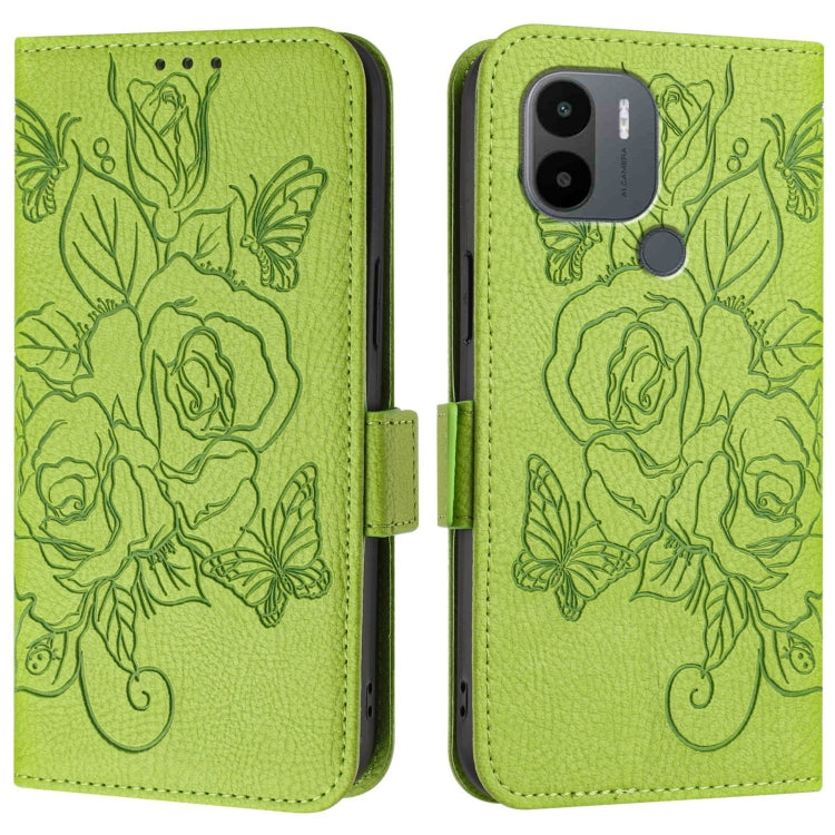For Redmi A2+ / Xiaomi Poco C51 Embossed Rose RFID Anti-theft Leather Phone Case