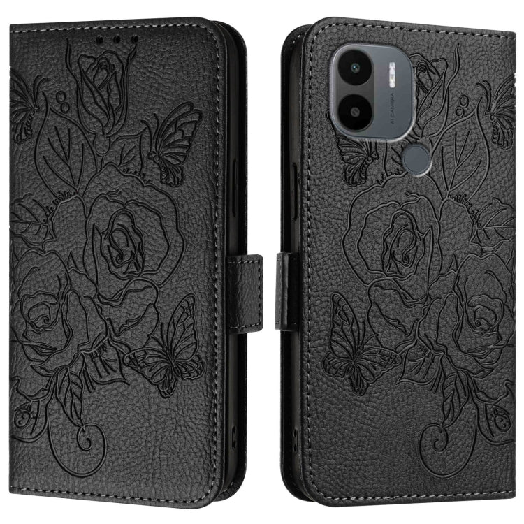 For Redmi A2+ / Xiaomi Poco C51 Embossed Rose RFID Anti-theft Leather Phone Case