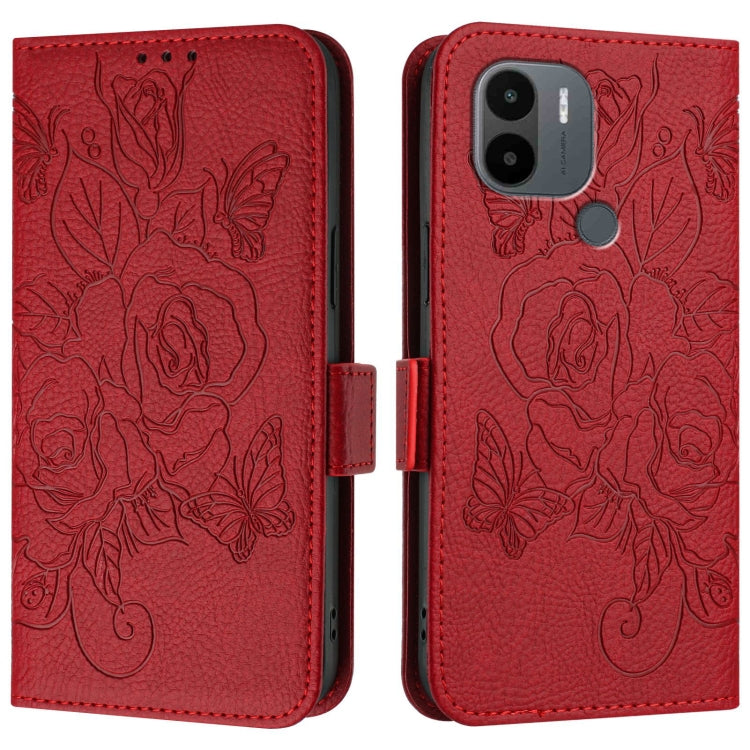 For Redmi A1+ 4G / Xiaomi Poco C50 4G Embossed Rose RFID Anti-theft Leather Phone Case