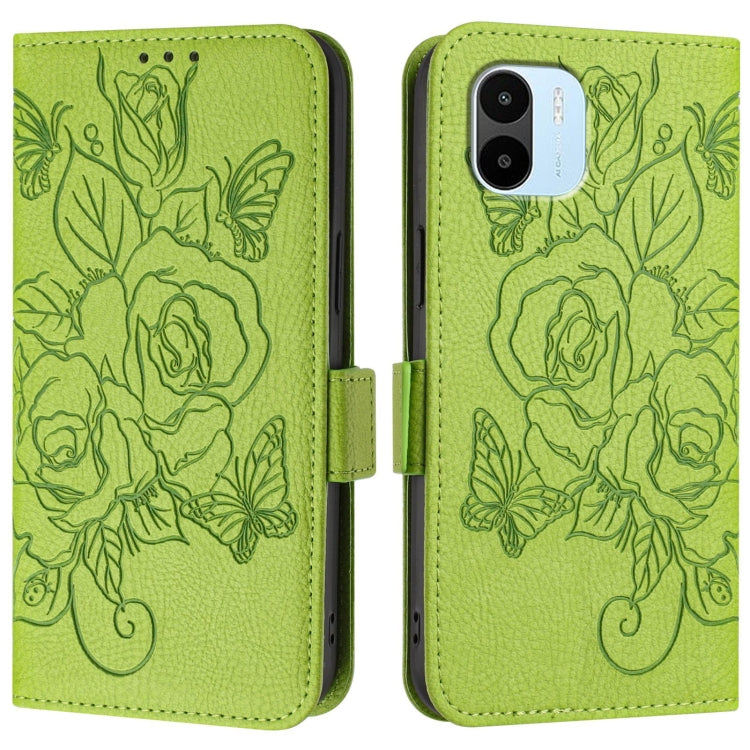 For Redmi A1 4G Global / A2 4G Embossed Rose RFID Anti-theft Leather Phone Case