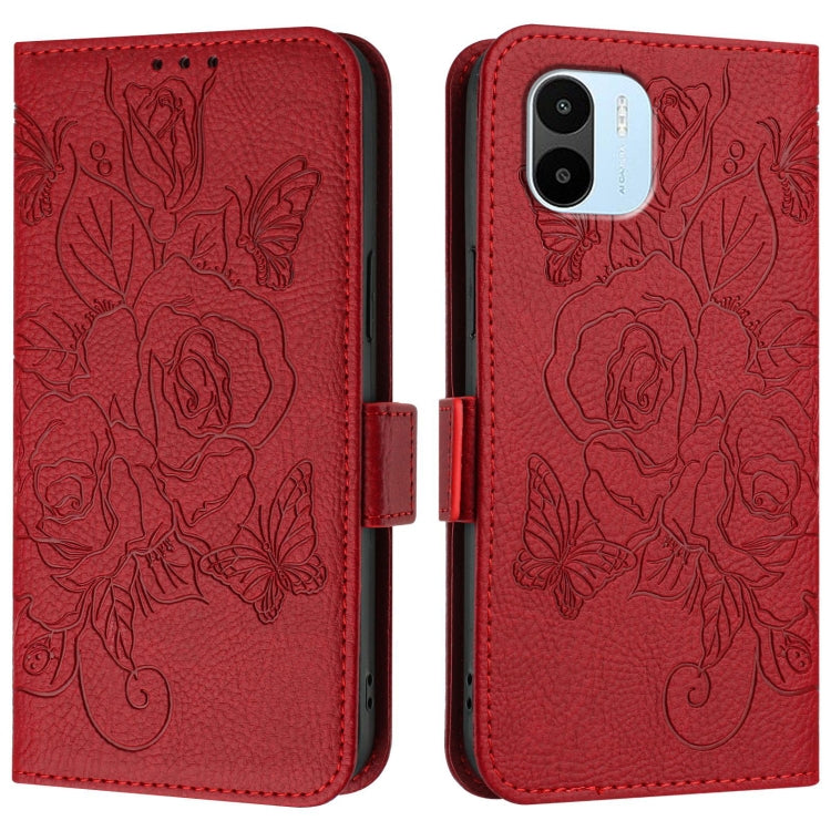 For Redmi A1 4G Global / A2 4G Embossed Rose RFID Anti-theft Leather Phone Case