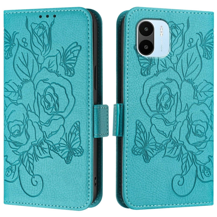 For Redmi A1 4G Global / A2 4G Embossed Rose RFID Anti-theft Leather Phone Case