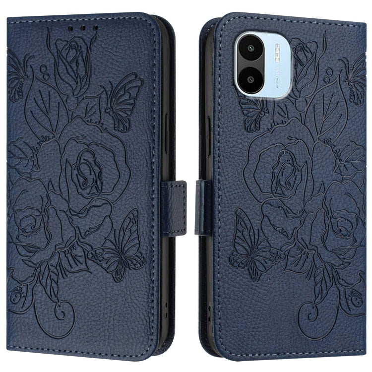 For Redmi A1 4G Global / A2 4G Embossed Rose RFID Anti-theft Leather Phone Case