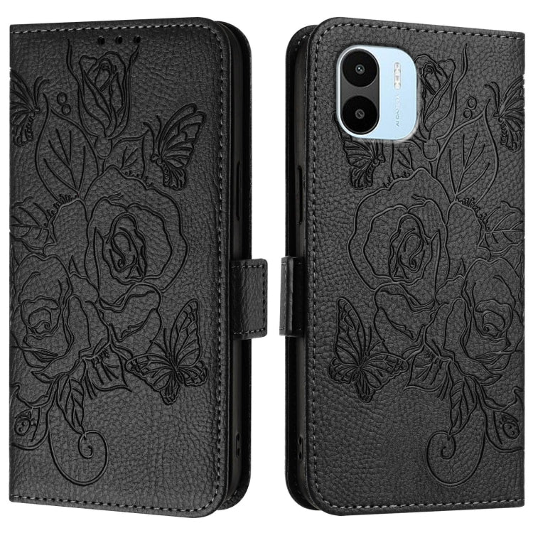 For Redmi A1 4G Global / A2 4G Embossed Rose RFID Anti-theft Leather Phone Case