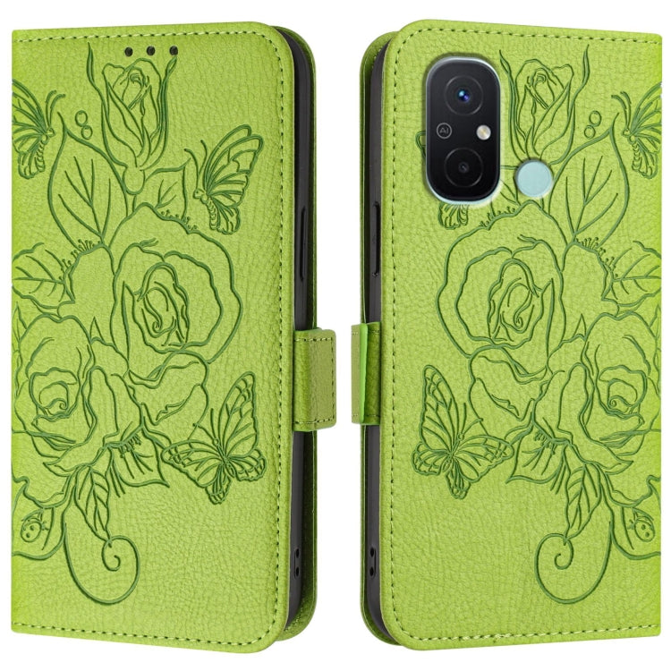For Redmi 12C / 11A Embossed Rose RFID Anti-theft Leather Phone Case