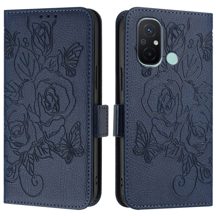 For Redmi 12C / 11A Embossed Rose RFID Anti-theft Leather Phone Case