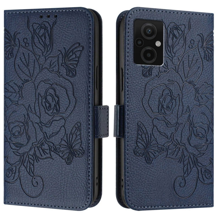 For Redmi 11 Prime 5G / Note 11R Embossed Rose RFID Anti-theft Leather Phone Case