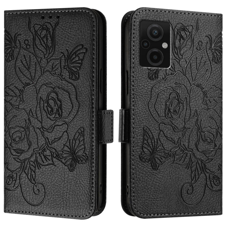 For Redmi 11 Prime 5G / Note 11R Embossed Rose RFID Anti-theft Leather Phone Case