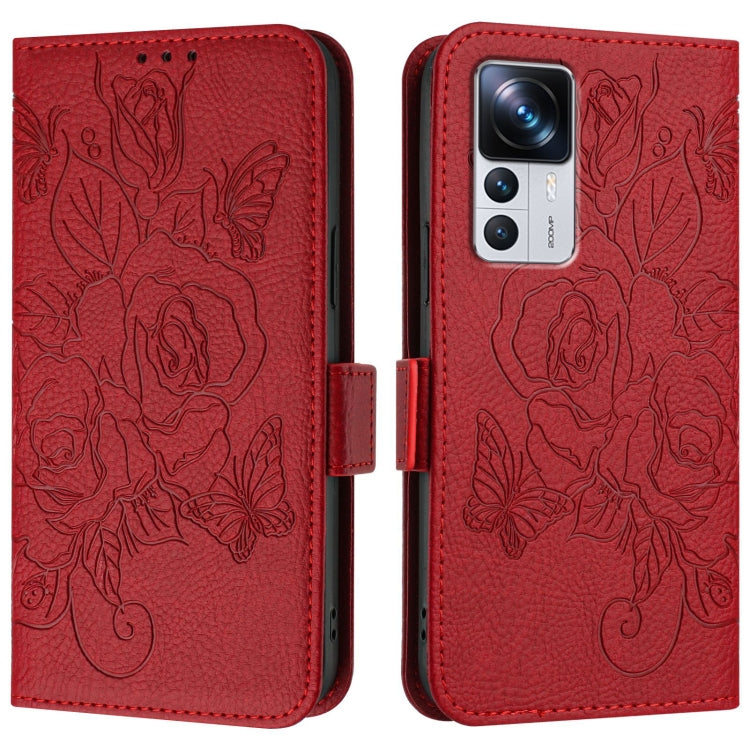 For Redmi K50 Ultra / Xiaomi 12T / 12T Pro Embossed Rose RFID Anti-theft Leather Phone Case