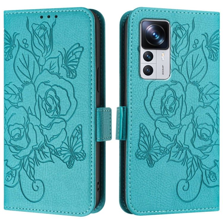 For Redmi K50 Ultra / Xiaomi 12T / 12T Pro Embossed Rose RFID Anti-theft Leather Phone Case
