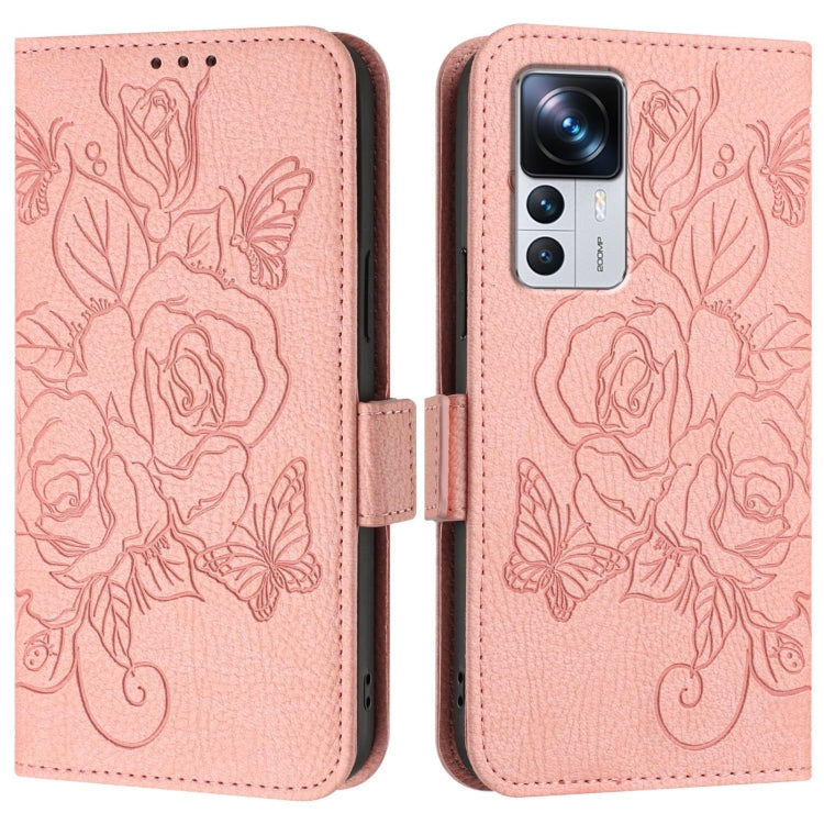 For Redmi K50 Ultra / Xiaomi 12T / 12T Pro Embossed Rose RFID Anti-theft Leather Phone Case