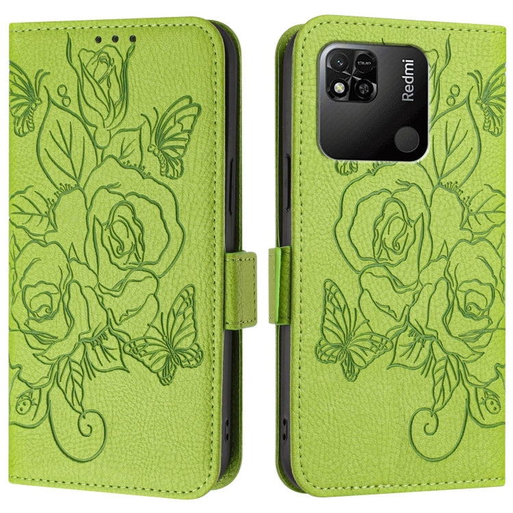 For Redmi 10A / 9C Embossed Rose RFID Anti-theft Leather Phone Case
