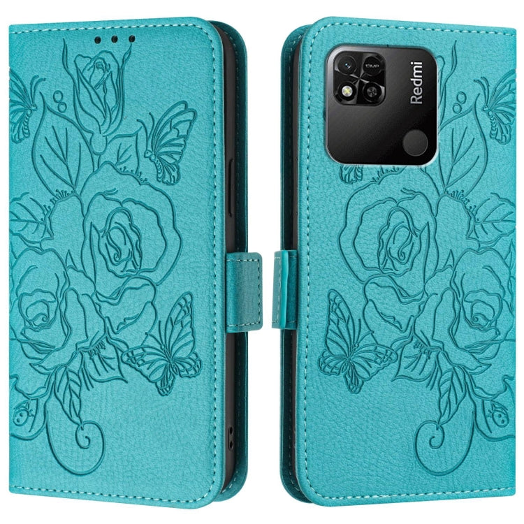 For Redmi 10A / 9C Embossed Rose RFID Anti-theft Leather Phone Case