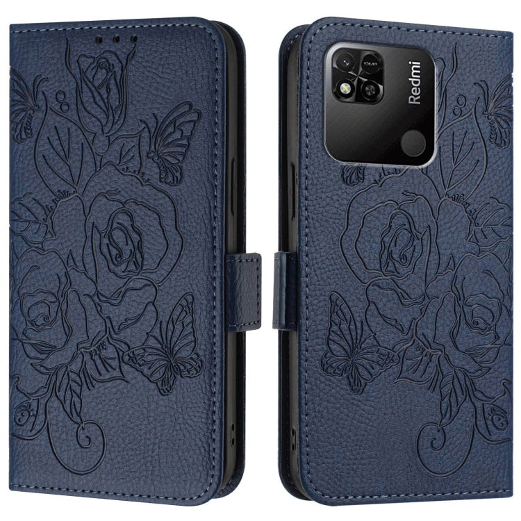 For Redmi 10A / 9C Embossed Rose RFID Anti-theft Leather Phone Case
