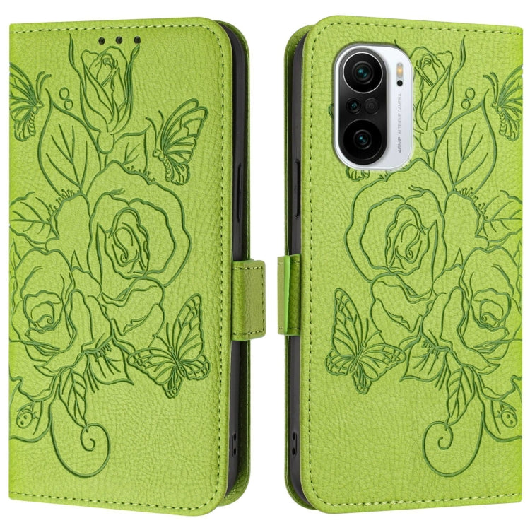 For Redmi K40 / K40 Pro Embossed Rose RFID Anti-theft Leather Phone Case