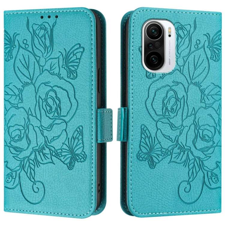 For Redmi K40 / K40 Pro Embossed Rose RFID Anti-theft Leather Phone Case
