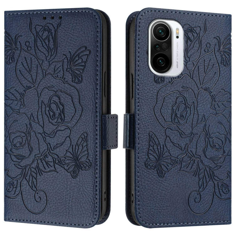 For Redmi K40 / K40 Pro Embossed Rose RFID Anti-theft Leather Phone Case