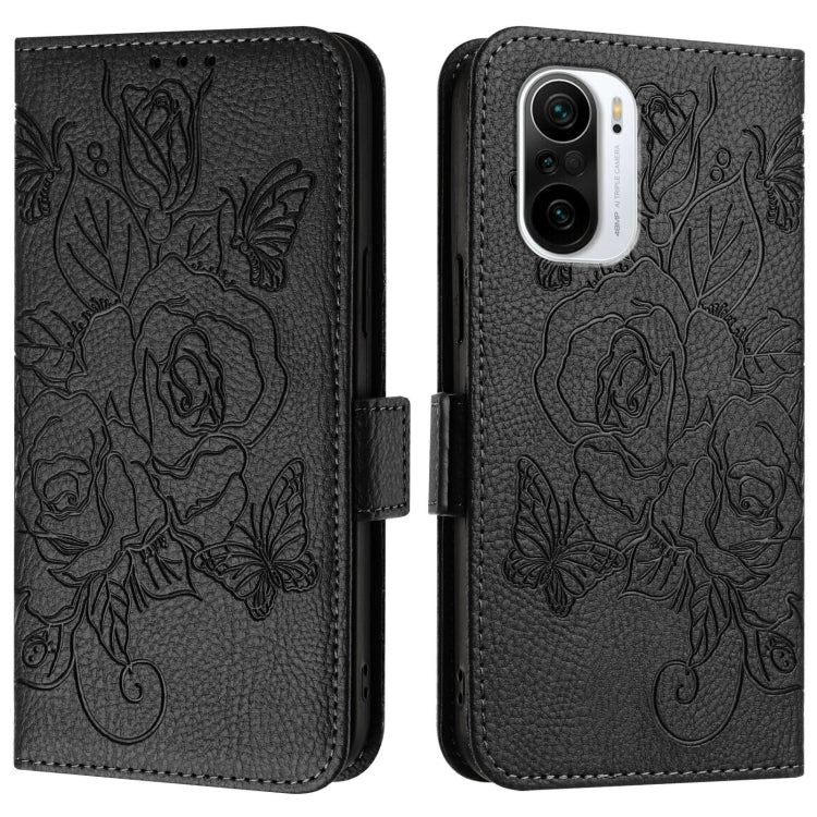 For Redmi K40 / K40 Pro Embossed Rose RFID Anti-theft Leather Phone Case