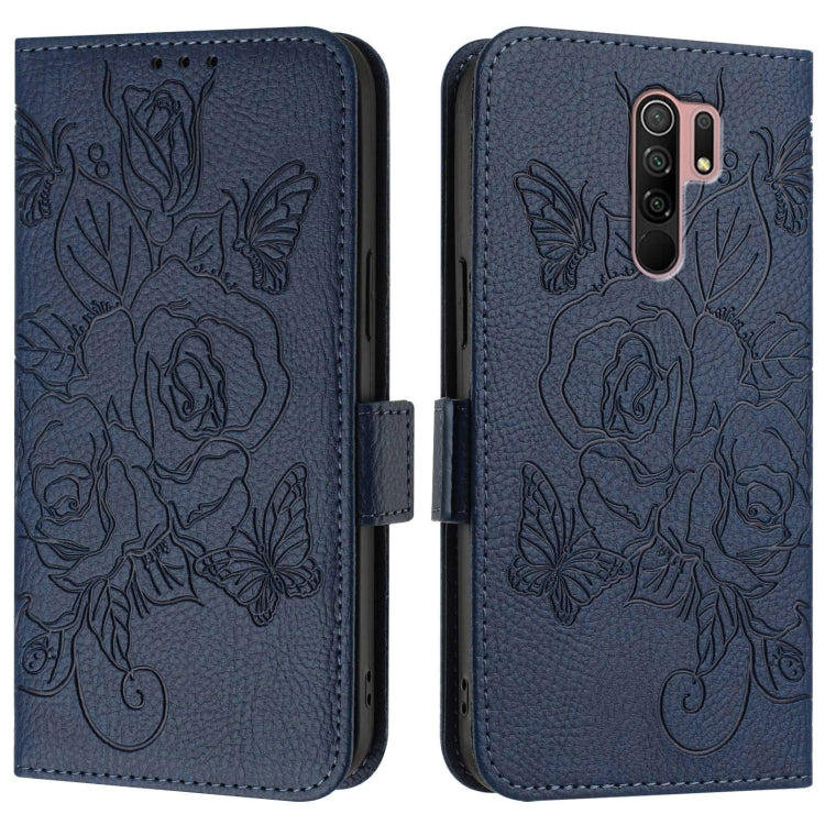 For Redmi 9 / 9 Prime India Embossed Rose RFID Anti-theft Leather Phone Case