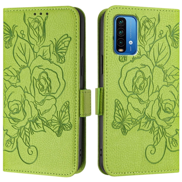 For Redmi 9 Power / 9T / Xiaomi Poco M3 Embossed Rose RFID Anti-theft Leather Phone Case