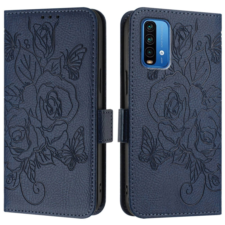 For Redmi 9 Power / 9T / Xiaomi Poco M3 Embossed Rose RFID Anti-theft Leather Phone Case