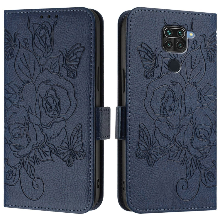 For Redmi 10X 4G / Note 9 4G Global Embossed Rose RFID Anti-theft Leather Phone Case
