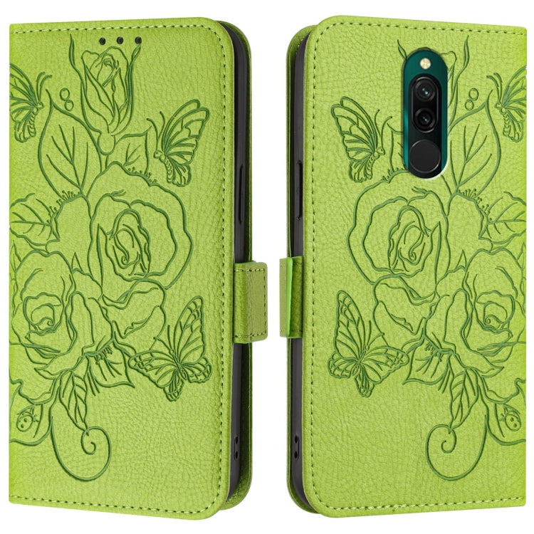 For Redmi 8 Embossed Rose RFID Anti-theft Leather Phone Case