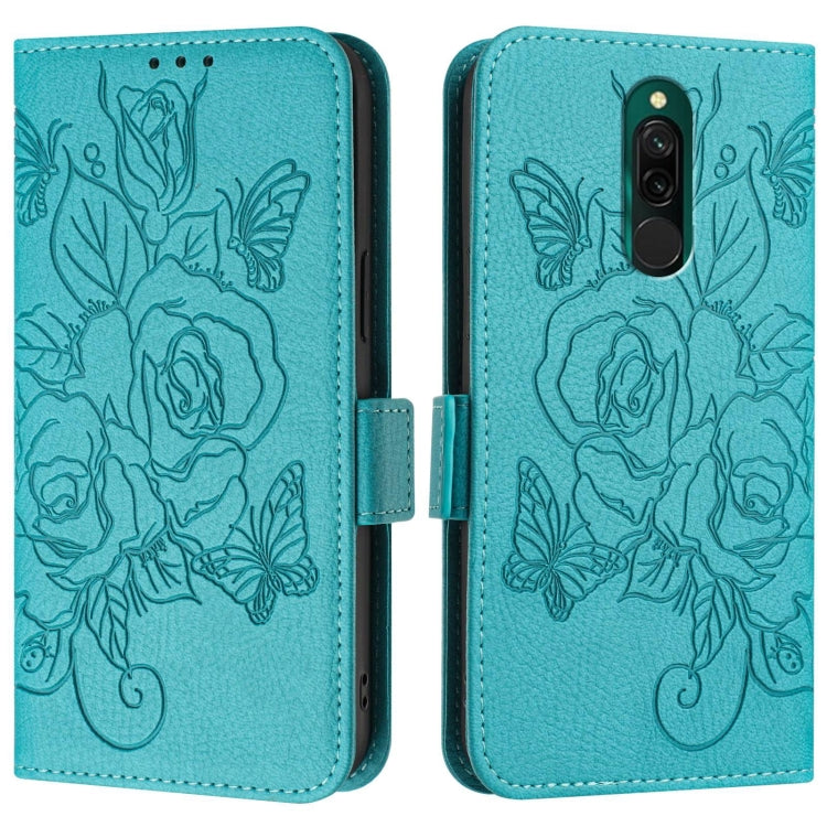 For Redmi 8 Embossed Rose RFID Anti-theft Leather Phone Case
