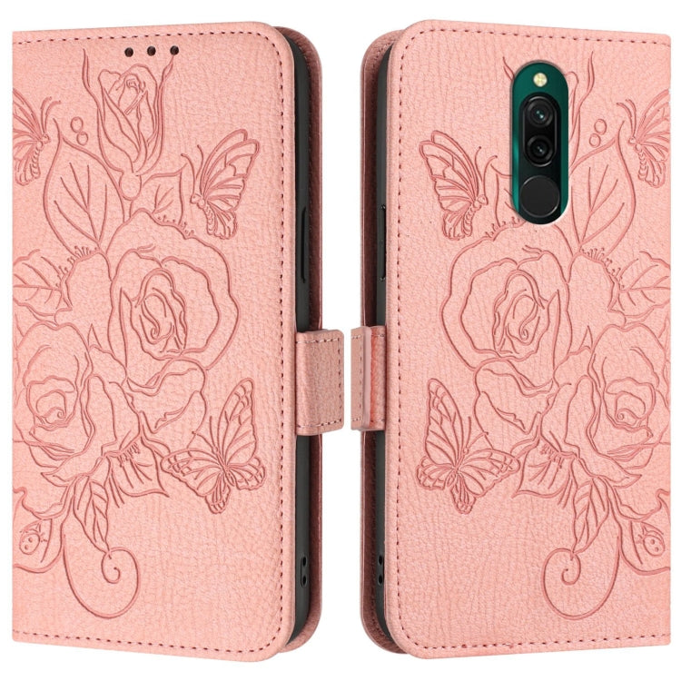 For Redmi 8 Embossed Rose RFID Anti-theft Leather Phone Case