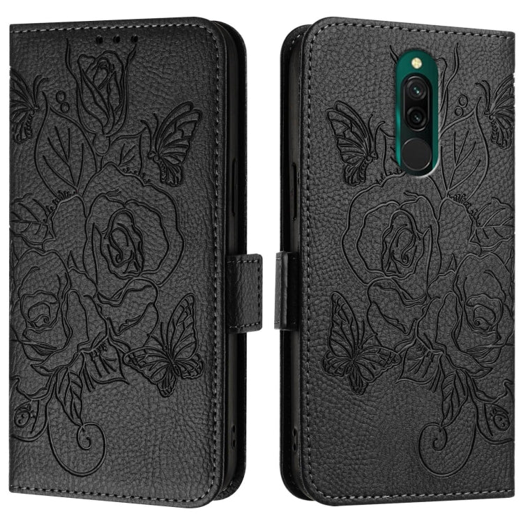 For Redmi 8 Embossed Rose RFID Anti-theft Leather Phone Case