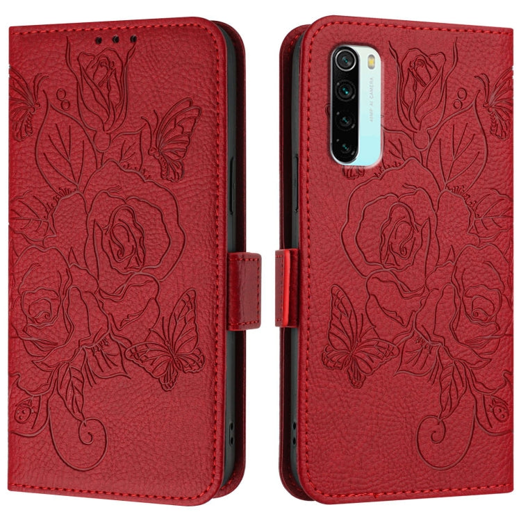 For Redmi Note 8 Embossed Rose RFID Anti-theft Leather Phone Case