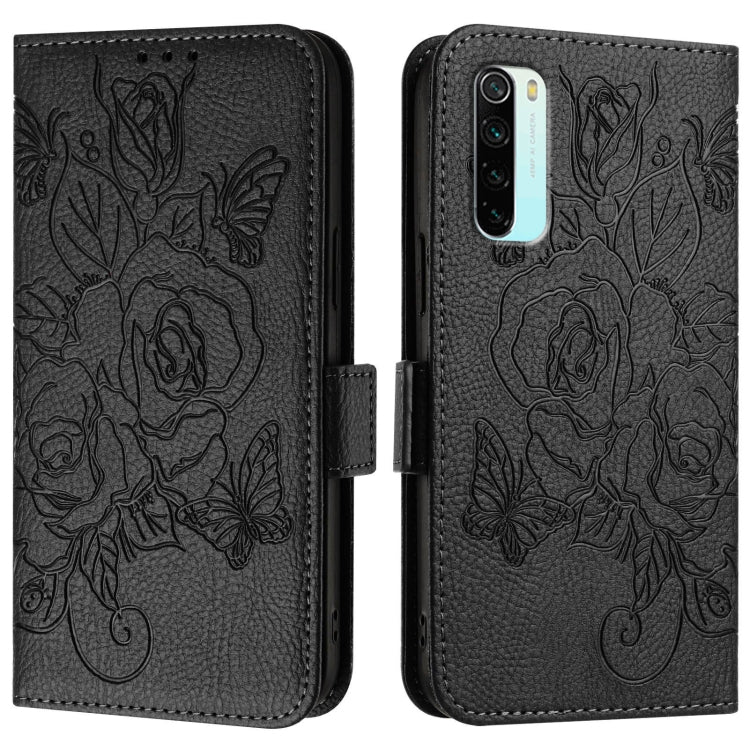 For Redmi Note 8 Embossed Rose RFID Anti-theft Leather Phone Case