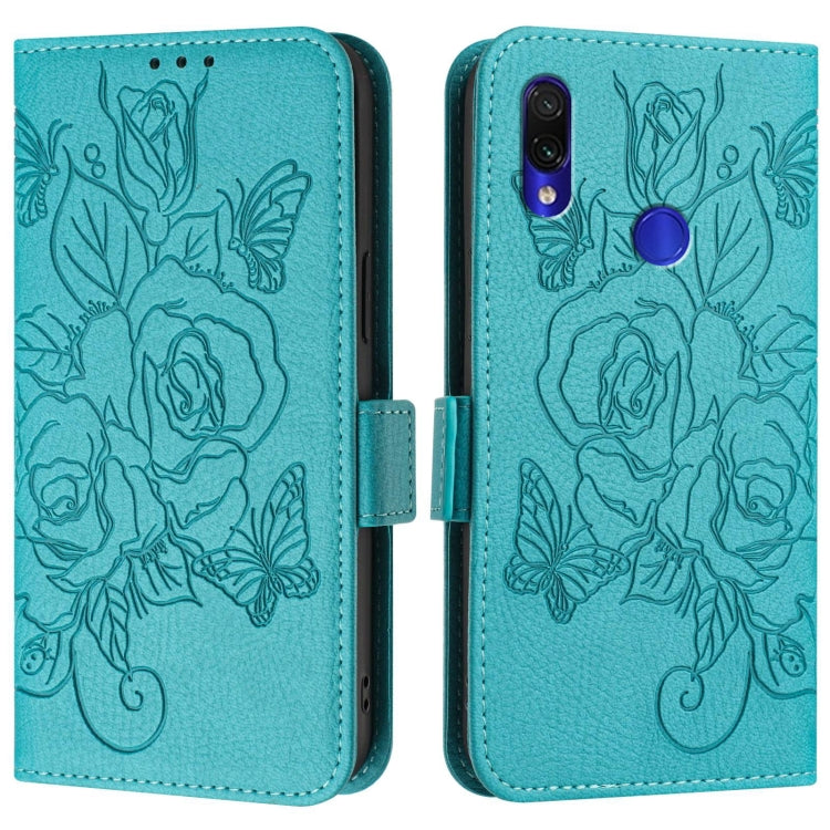 For Redmi Note 7 / 7 Pro / 7S Embossed Rose RFID Anti-theft Leather Phone Case