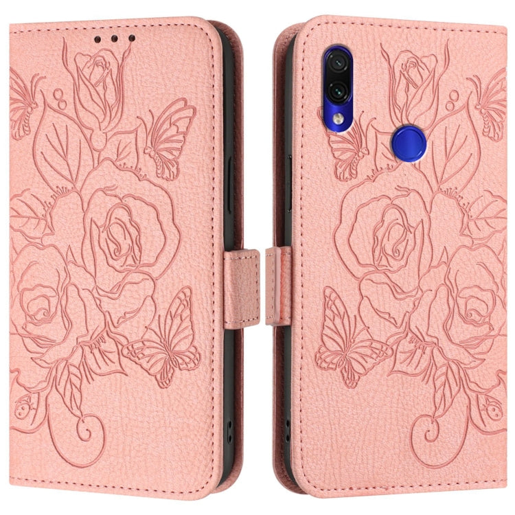 For Redmi Note 7 / 7 Pro / 7S Embossed Rose RFID Anti-theft Leather Phone Case