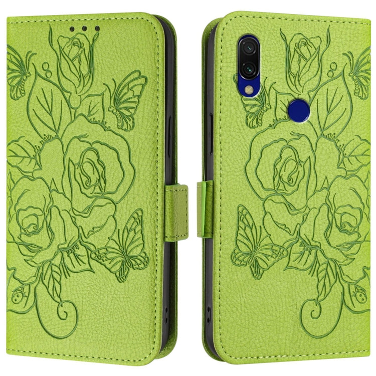 For Redmi 7 Embossed Rose RFID Anti-theft Leather Phone Case