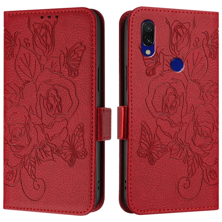 For Redmi 7 Embossed Rose RFID Anti-theft Leather Phone Case