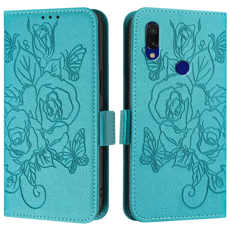 For Redmi 7 Embossed Rose RFID Anti-theft Leather Phone Case